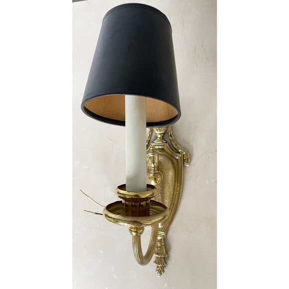 Vintage Neoclassical Style Solid Brass Wall Sconse 1 Light with Shade - Picture 1 of 6